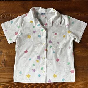 Stone Apparel Vintage rainbow Stars Button Down Girls Shirt Sz 6 USA Made 1980’s